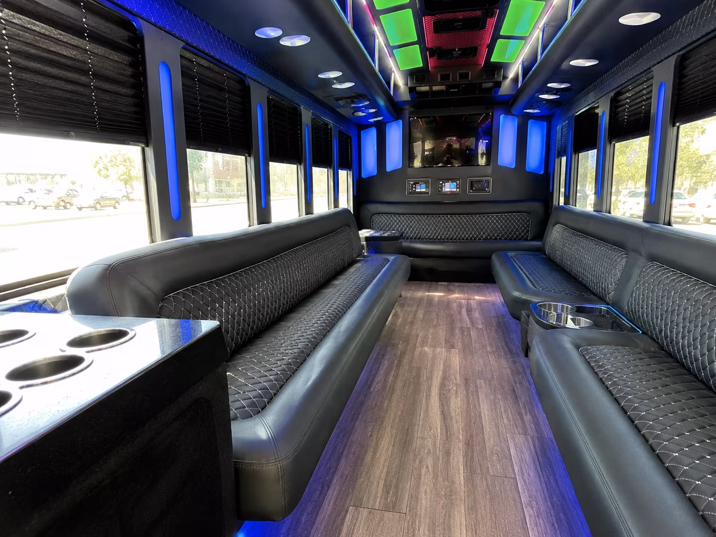 azusa 15 passenger party bus inside
