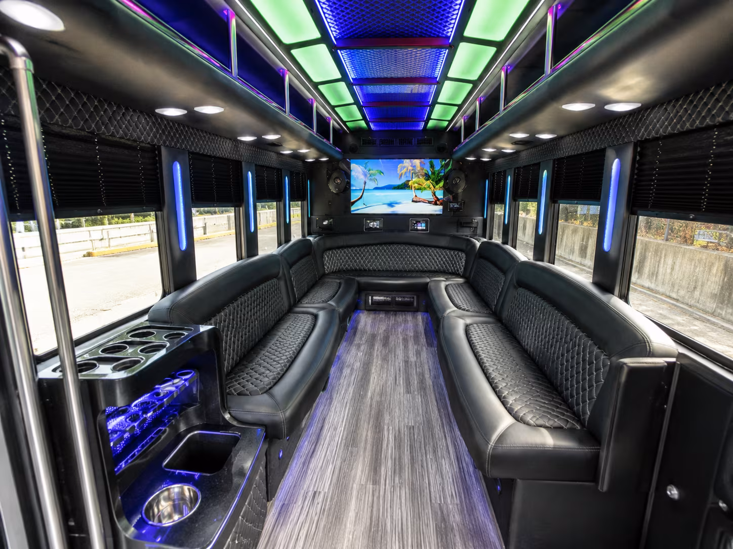 azusa 18 passenger party bus inside