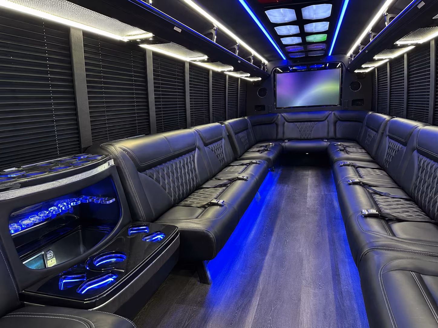 azusa 20 passenger party bus inside