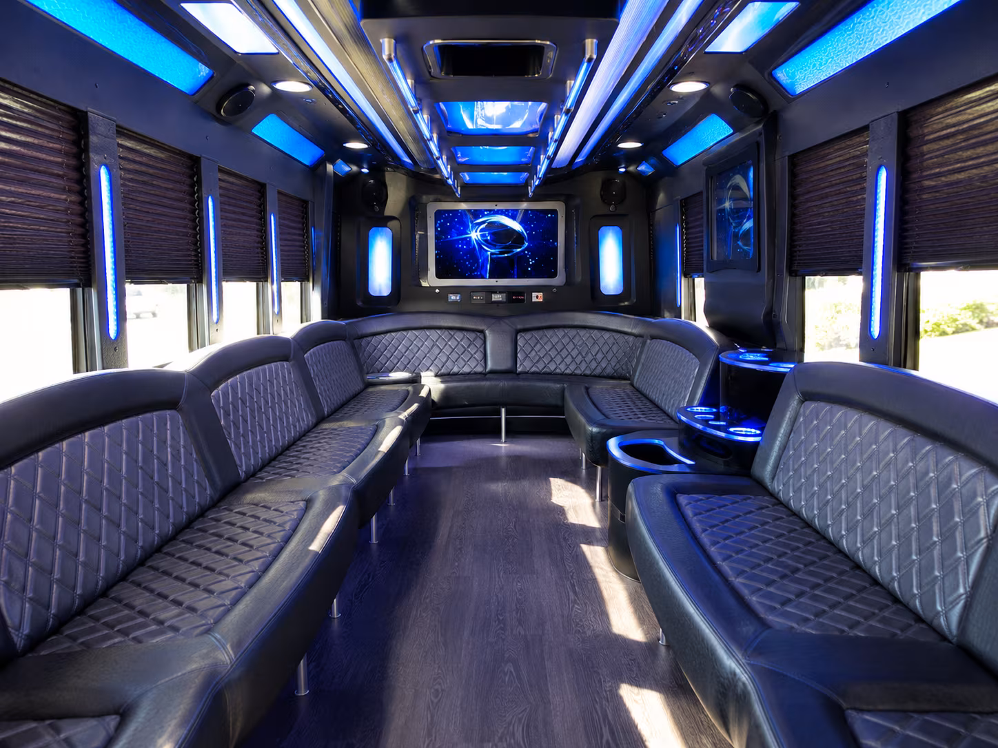 azusa 28 passenger party bus inside