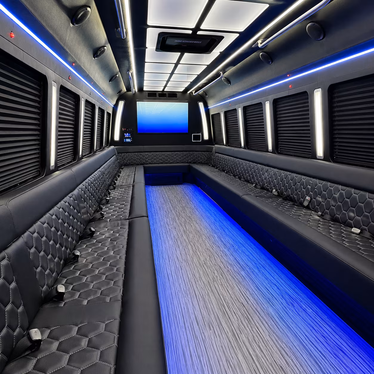 azusa 50 passenger party bus inside