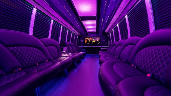 Interior of Charter Bus Company Azusa's Party Bus in Azusa