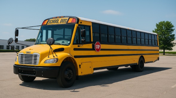 Exterior of Charter Bus Company Azusa's School Bus in Azusa