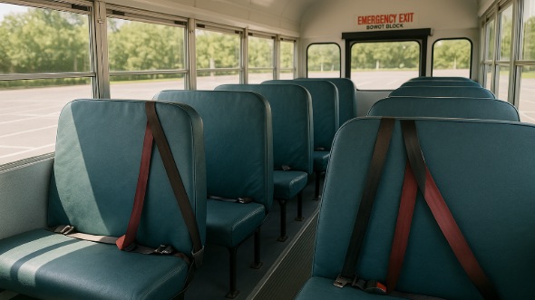 Interior of Charter Bus Company Azusa's School Bus in Azusa